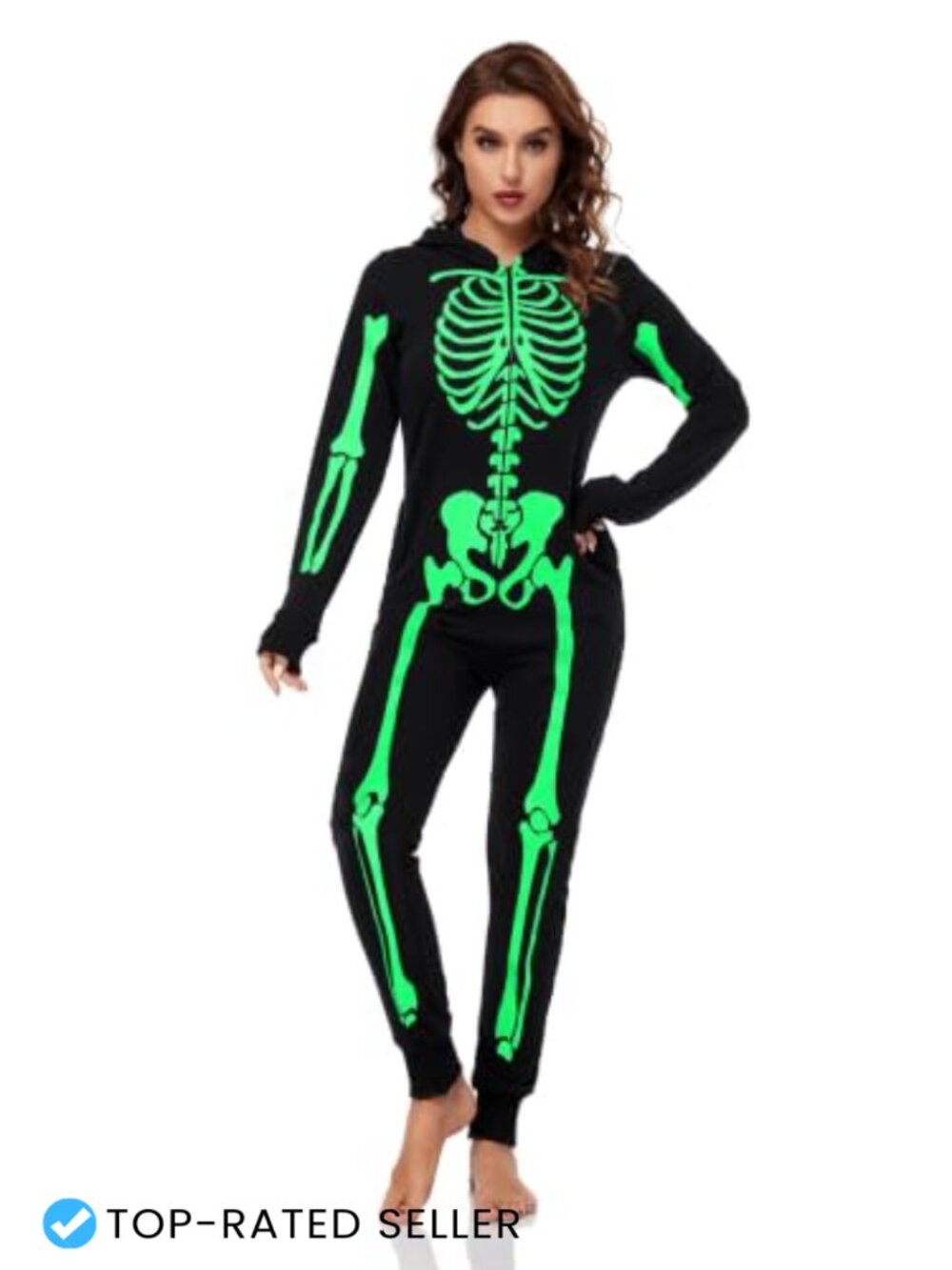 Glow in The Dark Skeleton Halloween Onesie Jumpsuit Costume